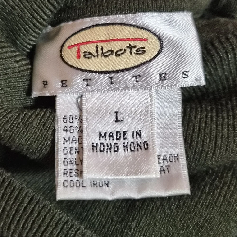 ​Talbots Petites Olive Green Ribbed Turtleneck Sweater - Size LP - Picture 2 of 8